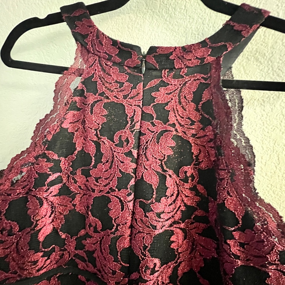 Black/Burgundy Lace Dress Evening Gown Size 14W - Picture 5 of 6